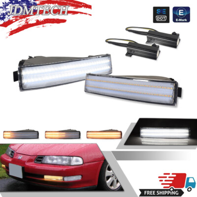 For 1992-1996 Honda Prelude Clear Lens SWITCHBACK LED Signal DRL Lights Set of 2