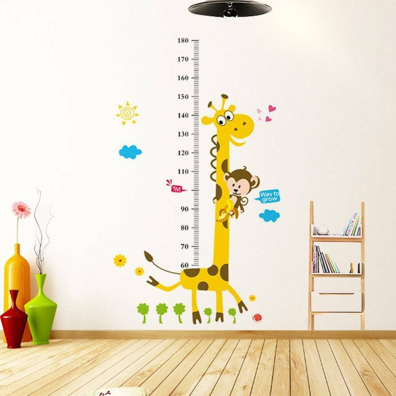 Cartoon outer space rocket Height Measure Wall Sticker For Children Room Decor Z