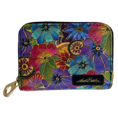 Laurel Burch Blooming Florals RFID Zippered Wallet Travel Credit Card Holder