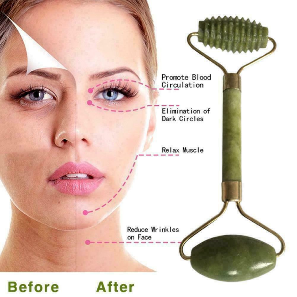 1pcs Reale Jade Gesichtsrollen Doppelkopfmassage Gesicht Abnehmen Korper K3 O7c2 Ebay