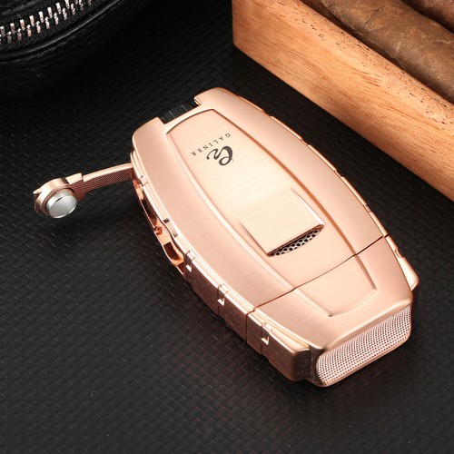 Galiner Refillable Torch Cigar Lighter 2 Jet Flame Punch Metal Butane Gas Gift