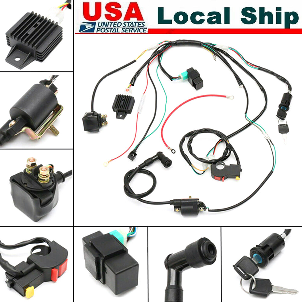 CDI Wire Wiring Harness Assembly Kit ATV Electric Start QUAD 50cc 110cc