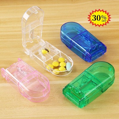 1pcs Pill Cutter For Small Pills Tablets Storage Splitter Case with Blades Guard