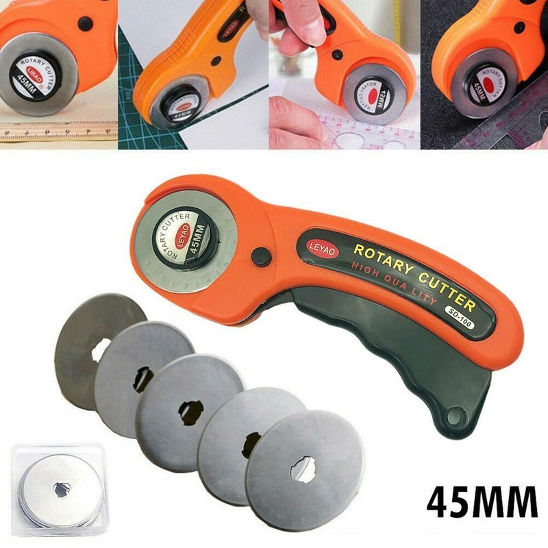 Rotary Cutter 45/28mm Blade + 5 Balde Fabric Craft Leather Cutting