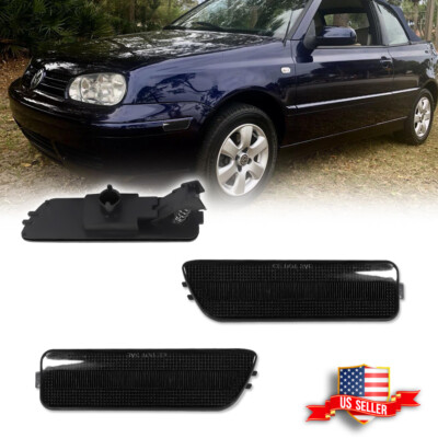 For VW MK4 Golf R32 GTI Jetta Cabrio Smoked Lens Front Bumper Side Marker Lights