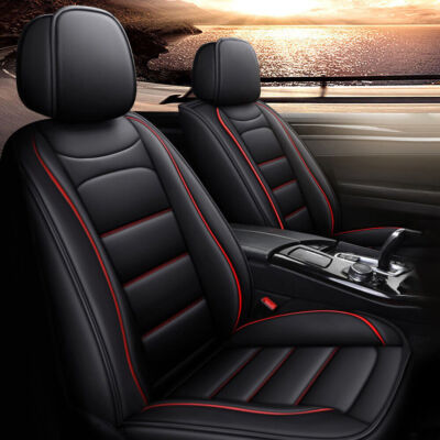 For JEEP Wrangler 4-Door 2016-2024 Car 5 Seat Covers Set Fuax Leather Red Lines