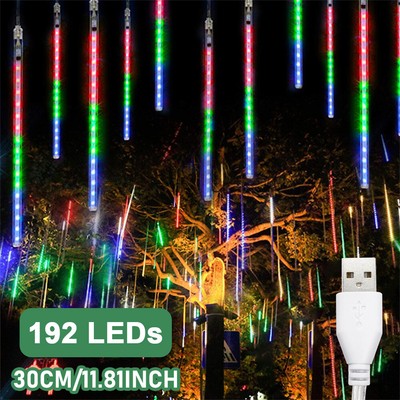 USB Powered LED Meteor Shower String Lights Tree Lamp Outdoor Christmas Decor