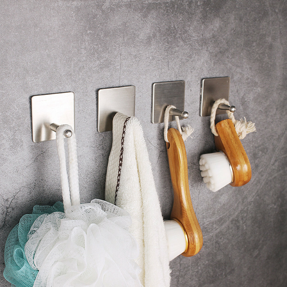 2Pcs Bathroom Towel Hooks Self Adhesive Hooks Hanging Kitchen Stick No