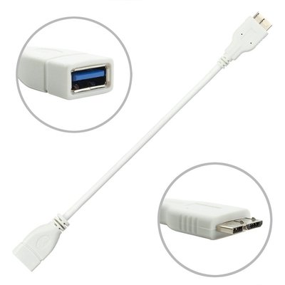 Micro USB 3.0 OTG Cable Adapter for Samsung Galaxy S5 Note 3 Note Pro 12.2 White
