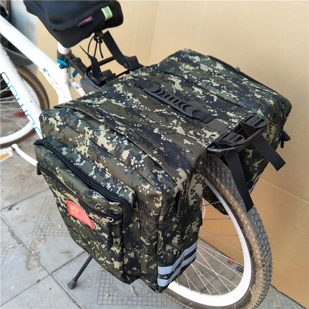 Double Pannier Bag Camo Cycling Rear Seat Trunk Rack Bike Saddle Bicycle Pack