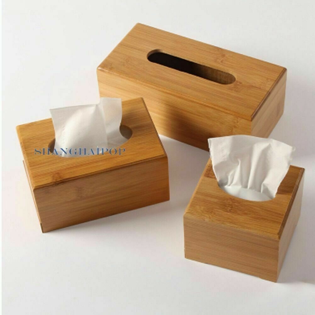 1 x Legno di Bambù Tessuto Scatola Cover Carta Contenitore Deposito Arredo Casa