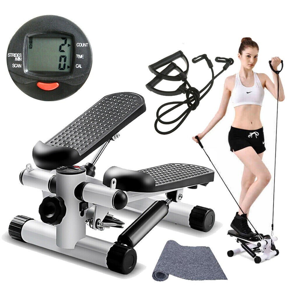Stepper Con Tachimetro Lcd Contapassi Bande Elastiche Allenamento Fitness cir
