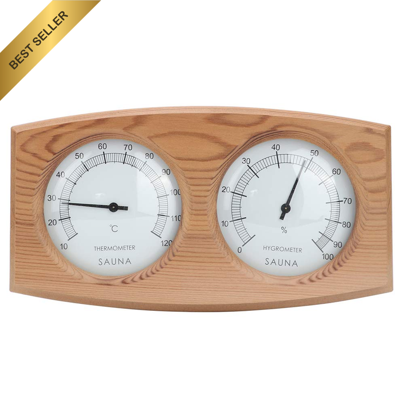 2-In-1 Sauna Thermometer and Hygrometer, Double Dial Design Wood Humidity Temper