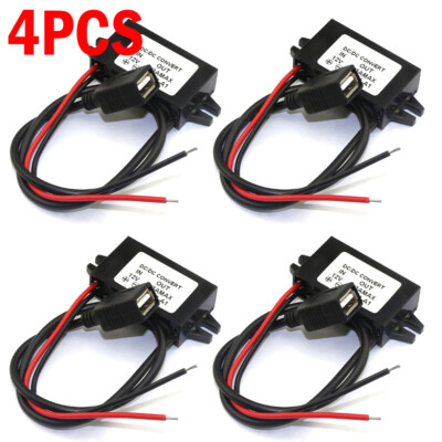 4X DC 12V to 5V 3A 15W Step down USB converter Regulator adapter For Car Charger