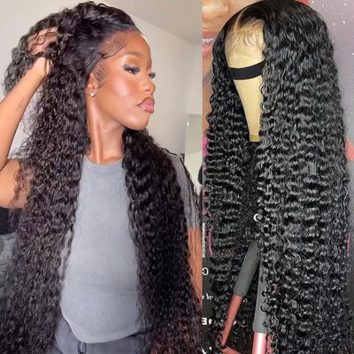 12A 13x6 Deep Wave Lace Front Wigs Human Hair 220% Density 13x6 HD Transparen...