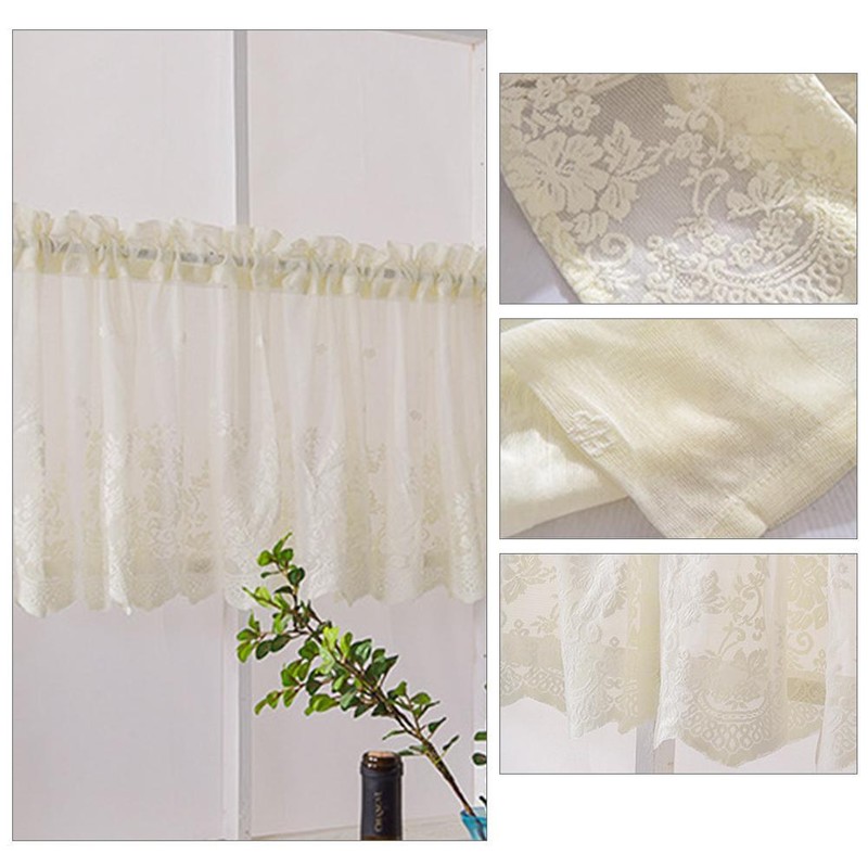 Home Garden Korean Type Lace Jacquard Small Short Window Curtain