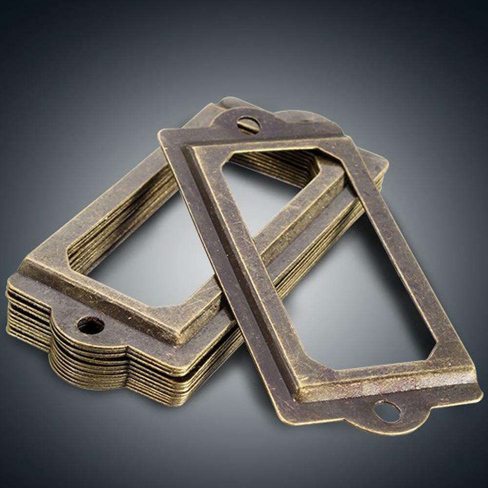 12pcs Antique Brass Metal Drawer Cabinet Label Pull Handle File