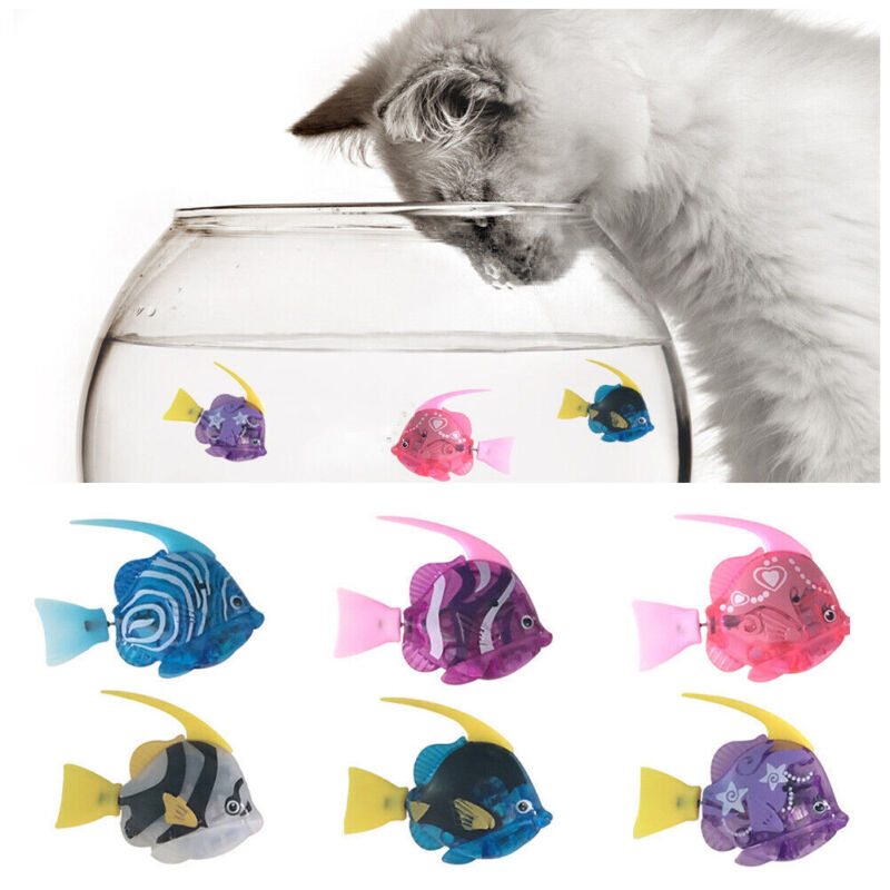 Light-Up Electric Fish, Interactive Swimming Robot Toy for Cats