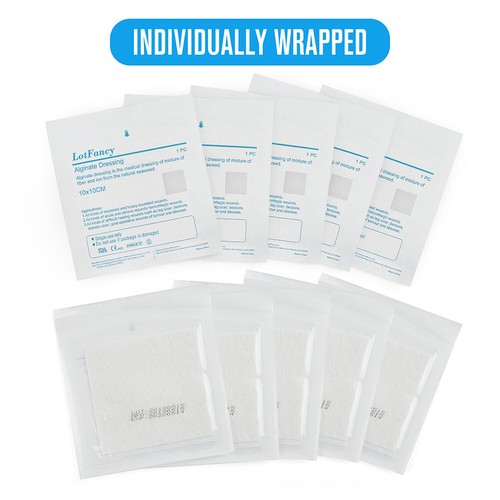 10pcs Calcium Alginate Wound Dressing Pads 4x4 Patches Non-Stick Padding Sterile