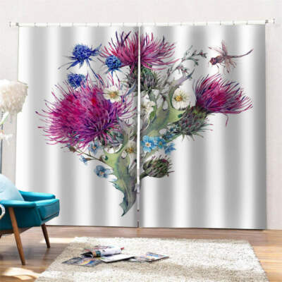 Withered and vibrant dried flowers Printing 3D Blockout Curtains Fabric Window