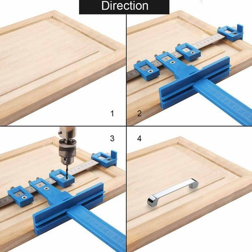 Wood Dowel Woodworking Jig Drill Guide Cabinet Handle Template Tools