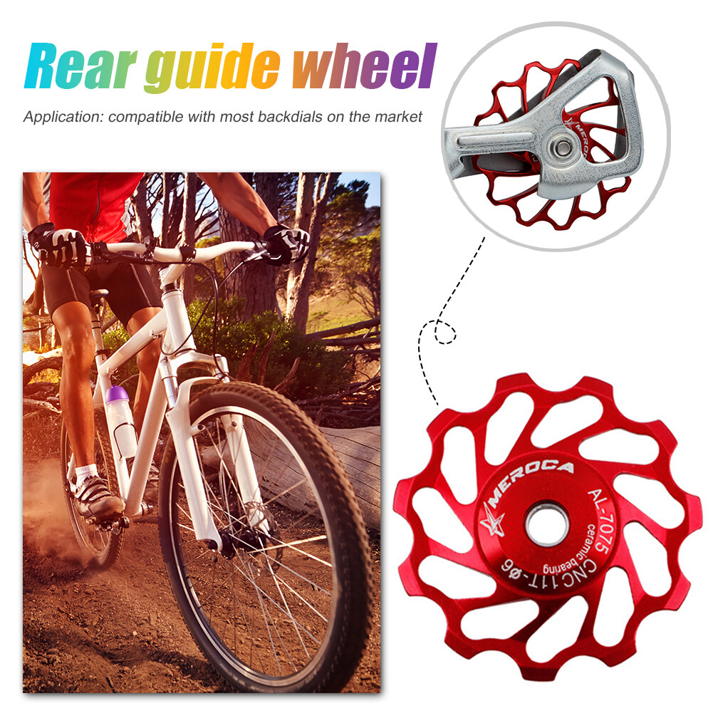 Aluminum Ceramic Bearing Rear Derailleur Pulley Jockey Wheel for MTB Road Bike