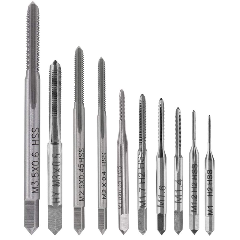 Yakamoz Micro Metric Tap Set,10Pcs M1-M3.5 HSS Mini Thread Tapping Bits