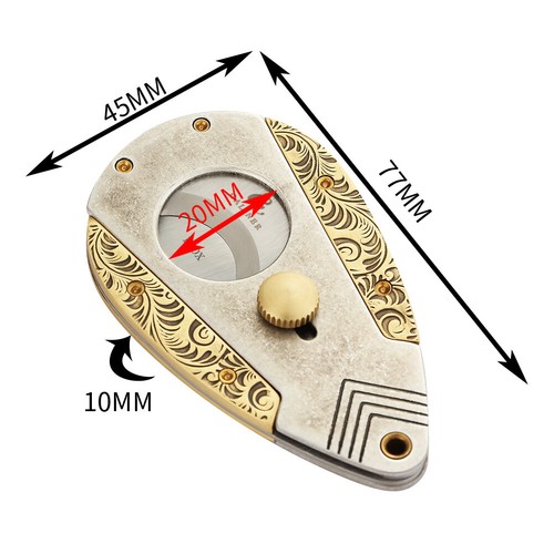 Galiner Portable Vintage Stainless Steel Cigar Cutter Punch Scissors Gold Gift