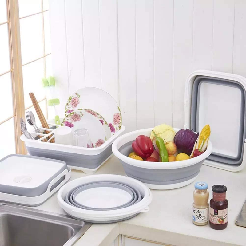 Collapsible Drying Dish Storage Rack, Dish Drainer Dinnerware Basket for Kitchen