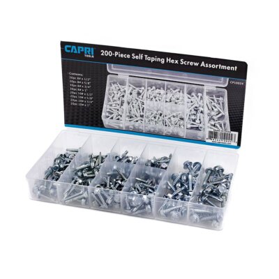 10024 Hex Self Tapping Screw Assortment 200piece Silver Model Number Cp10024
