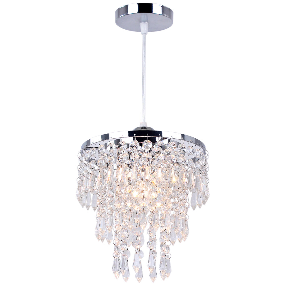 Modern Pendant Light Fixture Adjustable Chandelier Lighting Crystal Ceiling Lamp