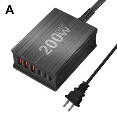 200W 6-Port GaN Charging Station USB C Charger Quick Charge QC PD 3.0 Type X7S3