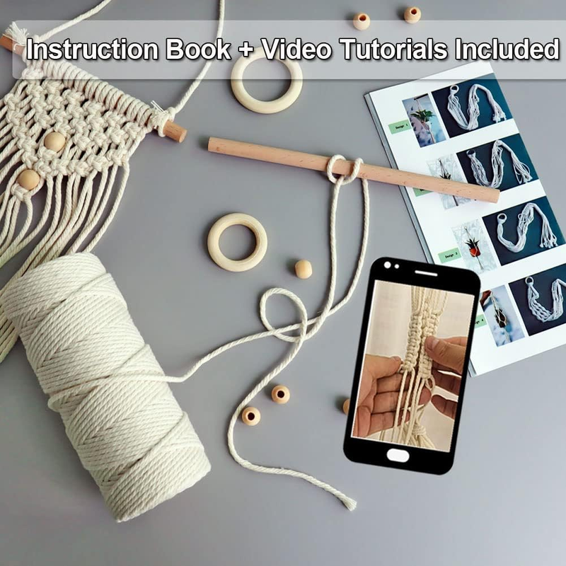 Macrame Kit for Beginners Macrame Cord 3mm 328 Feets Macrame Starter Kit with Wo