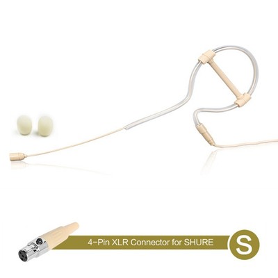 Beige Single Earhook Headworn Microphone Standard Sound Quality With Windscreen