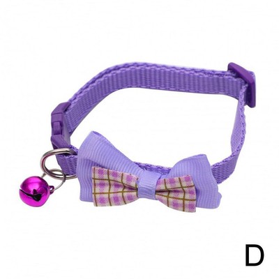 Plaid Bow Cat Dog Collar Adjustable With Bell Collar HOTUS W8M7