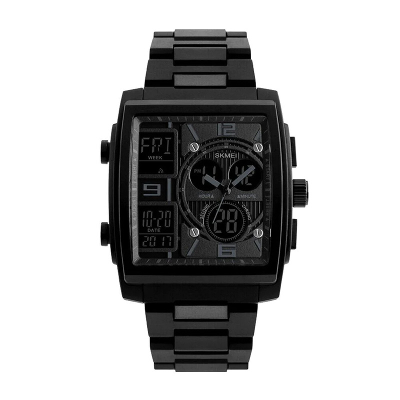 Men's Military Sport Watch 50M Waterproof LED Dual Time Zone Alarm Chronograph
