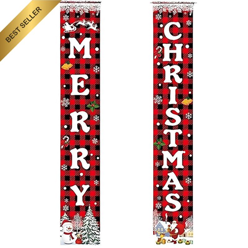 Aufonof 71x12 Christmas Banner Indoor Outdoor Porch Door Sign Xmas Decor