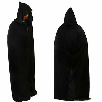 67in Adult Long Hooded Cape Cloak Coat Fancy Dress Grim Reaper Costume