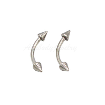 16g Solid G23 TITANIUM SPIKE/Cone Curve Barbell Eyebrow Ring Externally threaded