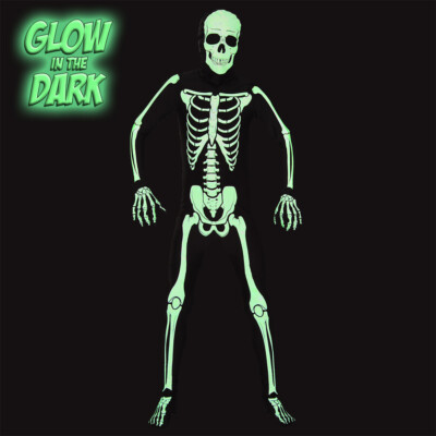 AltSkin ZENTAI SUIT - FULL BODY COSTUME - GLOW IN THE DARK SKELETON (9 Sizes!)
