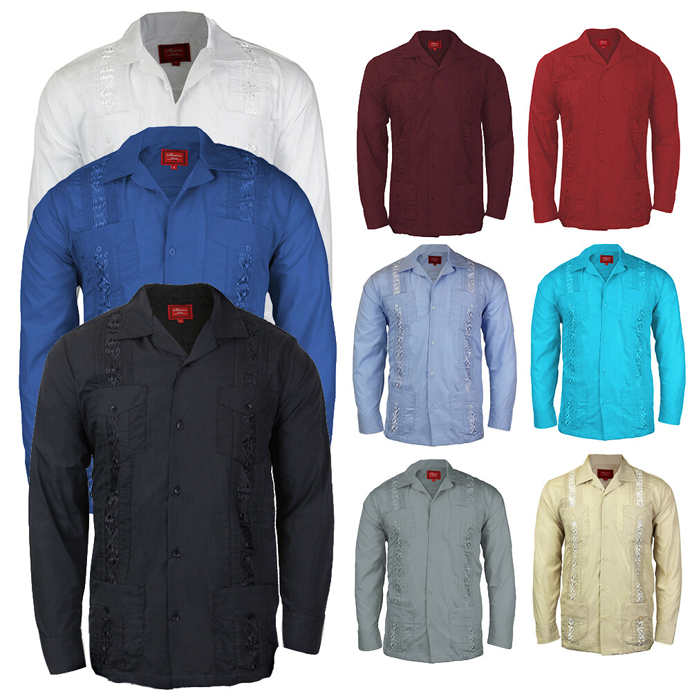 Мужская повседневная рубашка с длинным рукавом Guayabera Cuban Beach Wedding на пуговицах