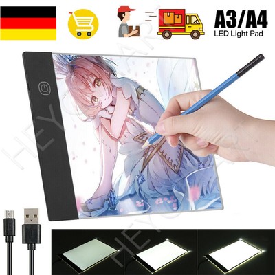 A4 LED Lichttisch Leuchttablet Tracing Lightpad Board Dimmbar Zeichenbrett USB