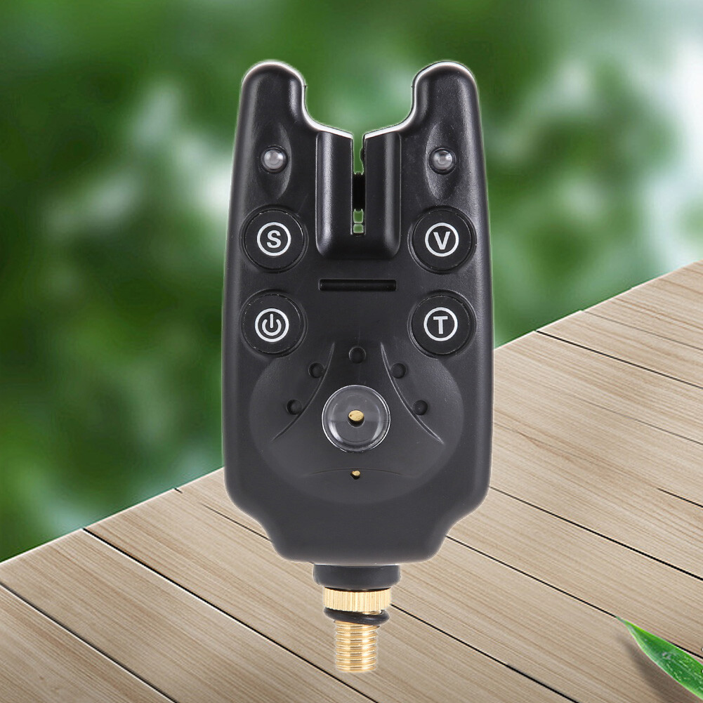 2 LEDs Electronic Fishing Alarm Black Fishing Rod Alarm Daytime Night Indicator