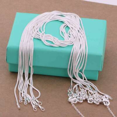 100PCS Wholesale 925 Sterling Solid Silver 1MM 16-30 Inches Snake Chain Necklace