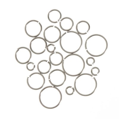 Open Rhodium Jump Rings - 18 Gauge - Assorted Sizes - 160 pieces (darbf1044)