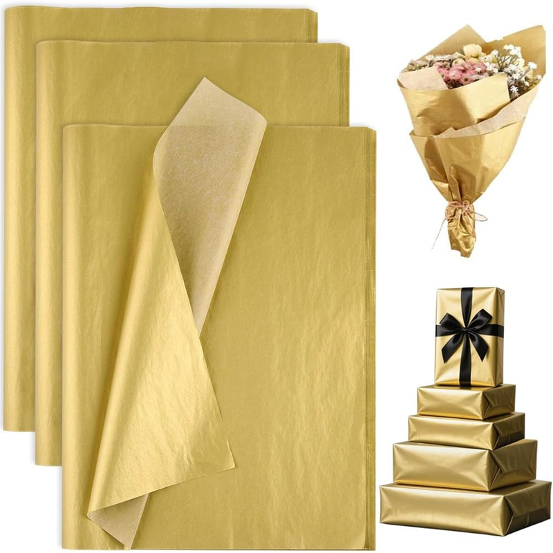 Gold Tissue Paper, 50 Sheets, 50X35Cm, Gift Wrapping Paper for Bags, DIY Craft,