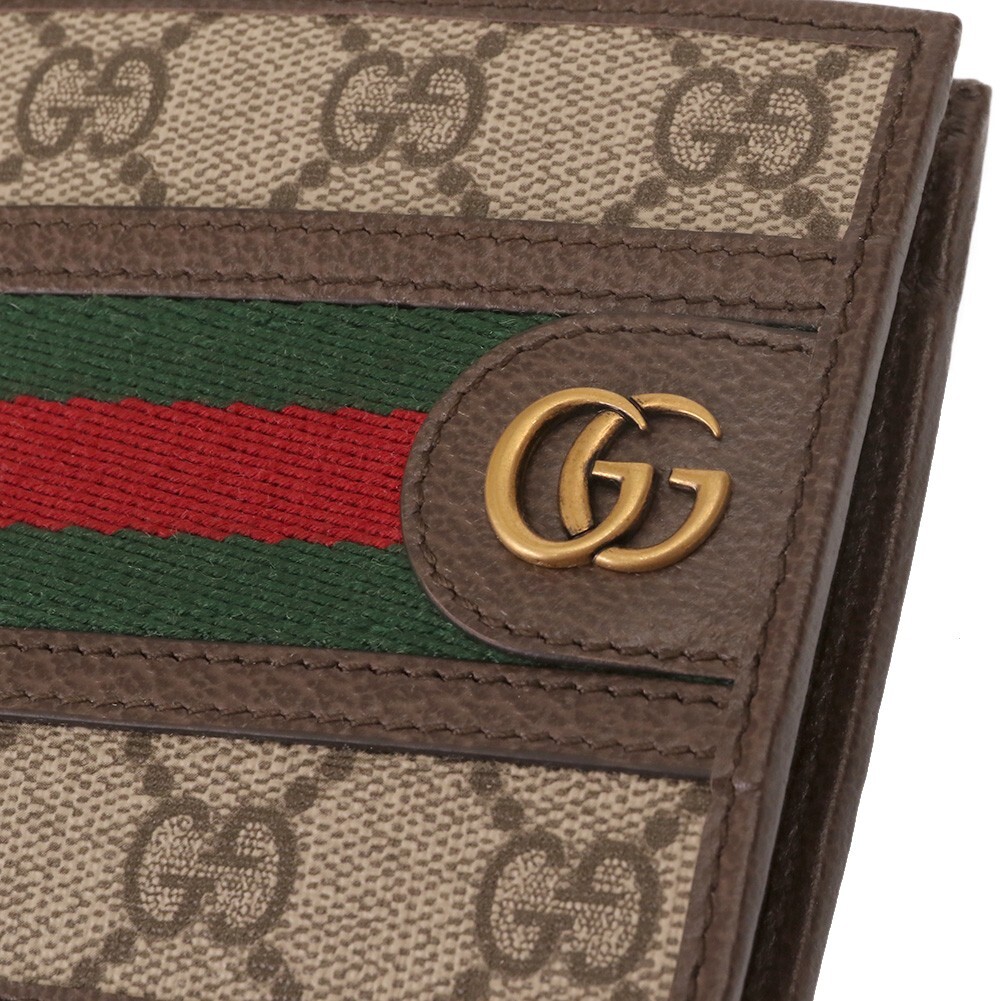 Pre-owned Gucci Wallet Men Bi-fold Ophidia Gg Coin Wallet Canvas 597609 96iwt 8745 Beige
