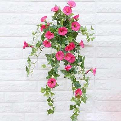 Home Wall Garland Fake Silk Morning Glory Artificial Flower Vine Hanging Plant