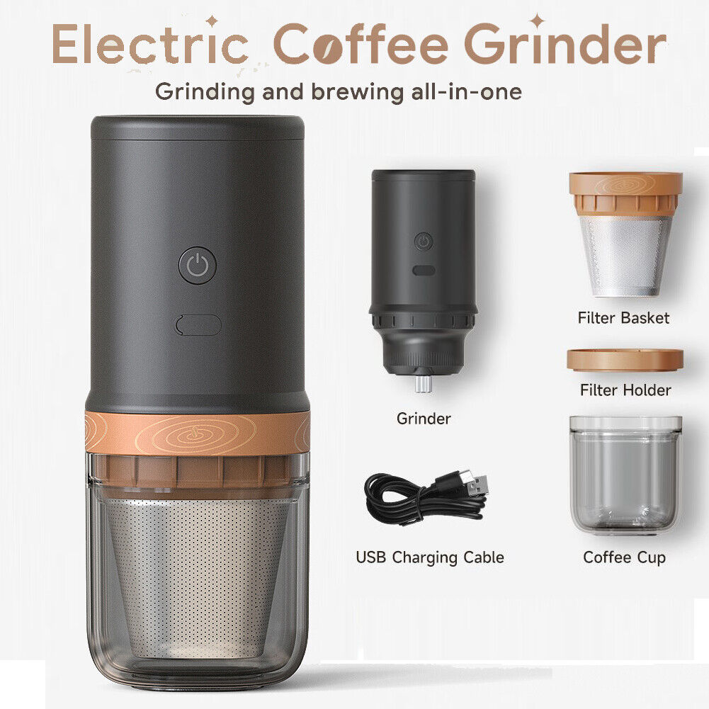 Portable Travel Tea Coffee Maker with Electric Grinder Adjustable Camping Hiking