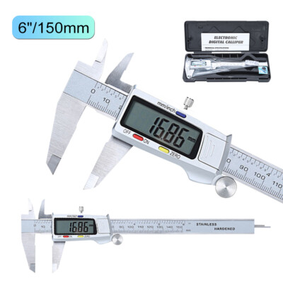 6''/150mm Digital Caliper Stainless Steel Vernier Caliper Metal Micrometer US